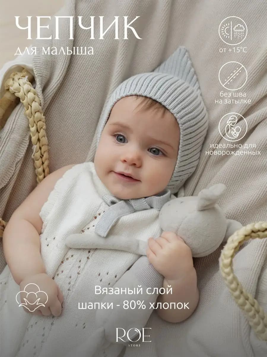 Чепчик шапочка для новорожденного