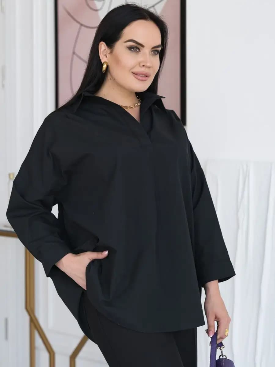 Рубашка оверсайз классическая больших размеров