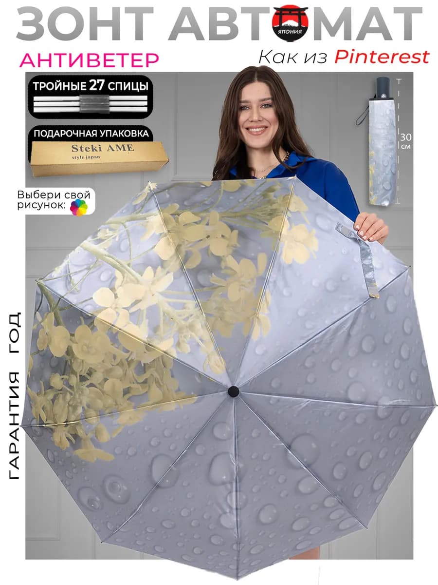 Зонт автомат антиветер складной