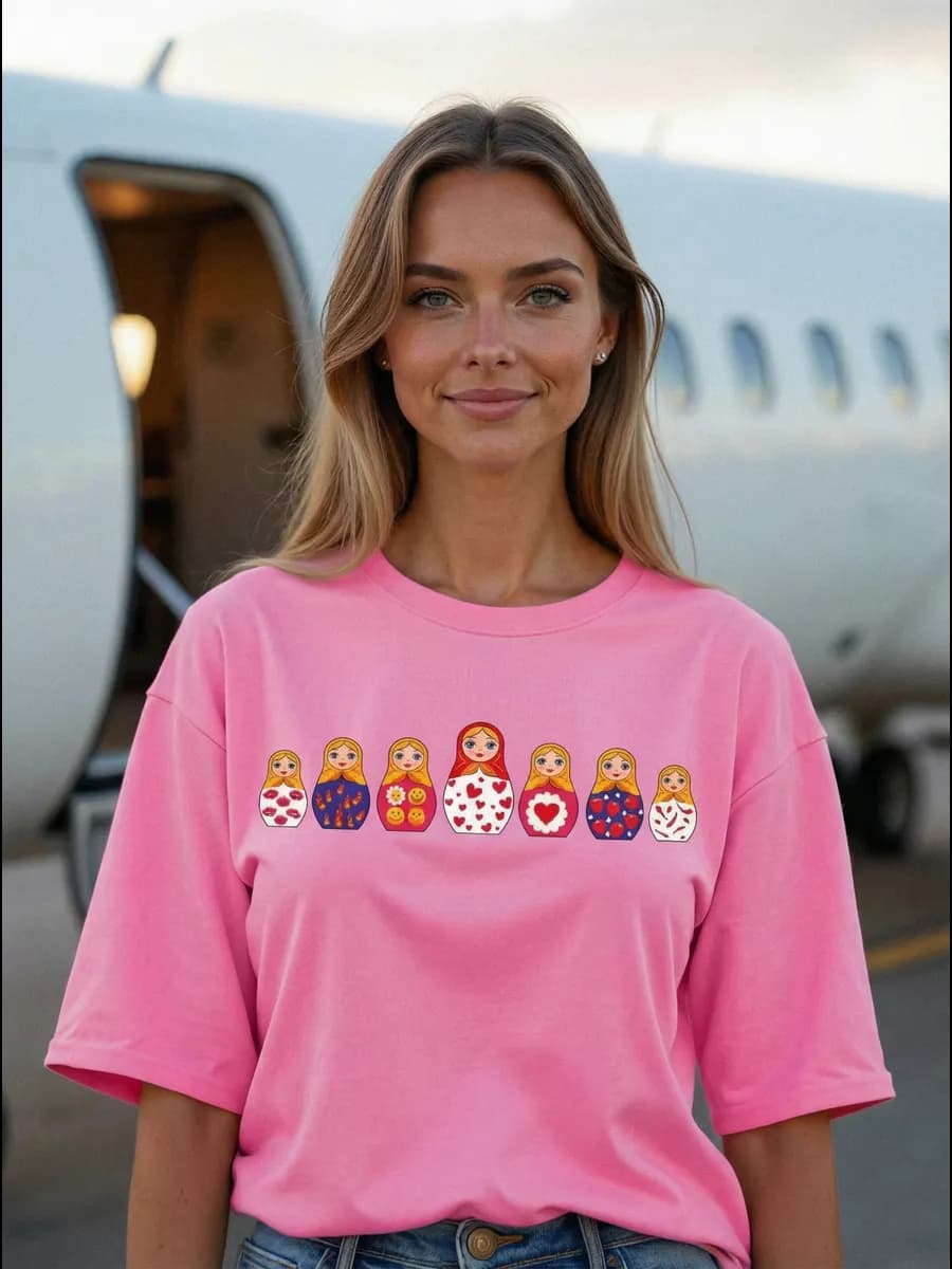 Футболка розовая с принтом оверсайз