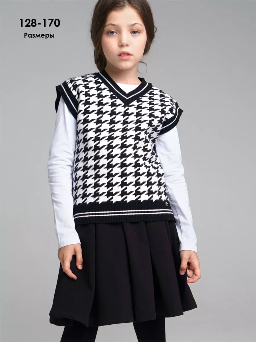 Жилет жаккардовый с гусиной лапкой