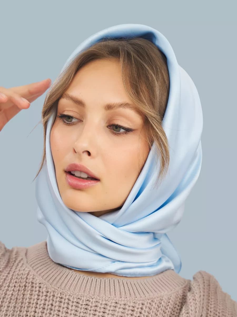 Шелковый платок на голову, косынка на шею