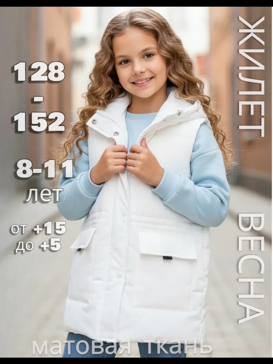 Жилетка утепленная демисезонная с капюшоном