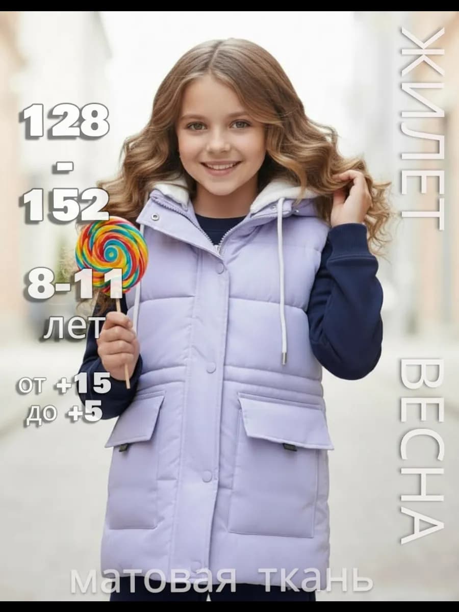 Жилетка утепленная демисезонная с капюшоном