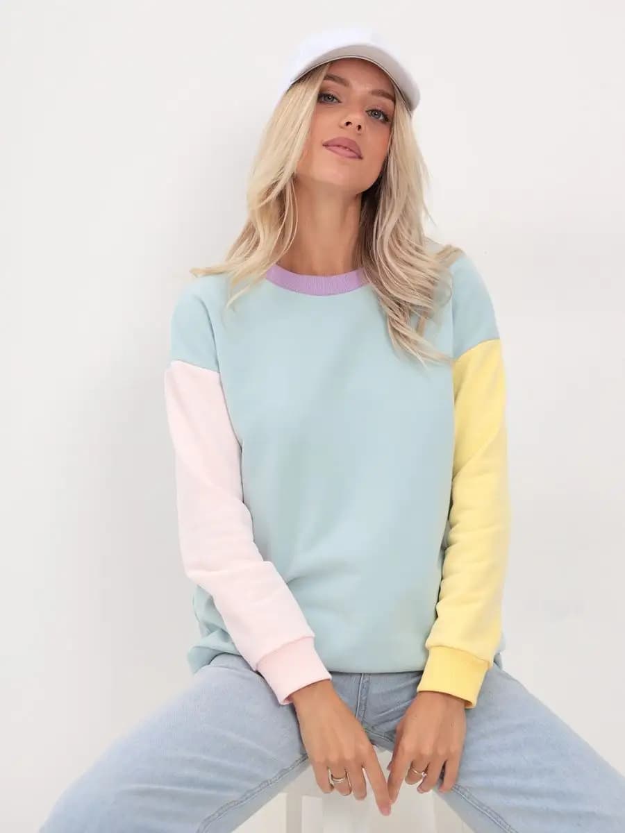Свитшот разноцветный оверсайз колор блок
