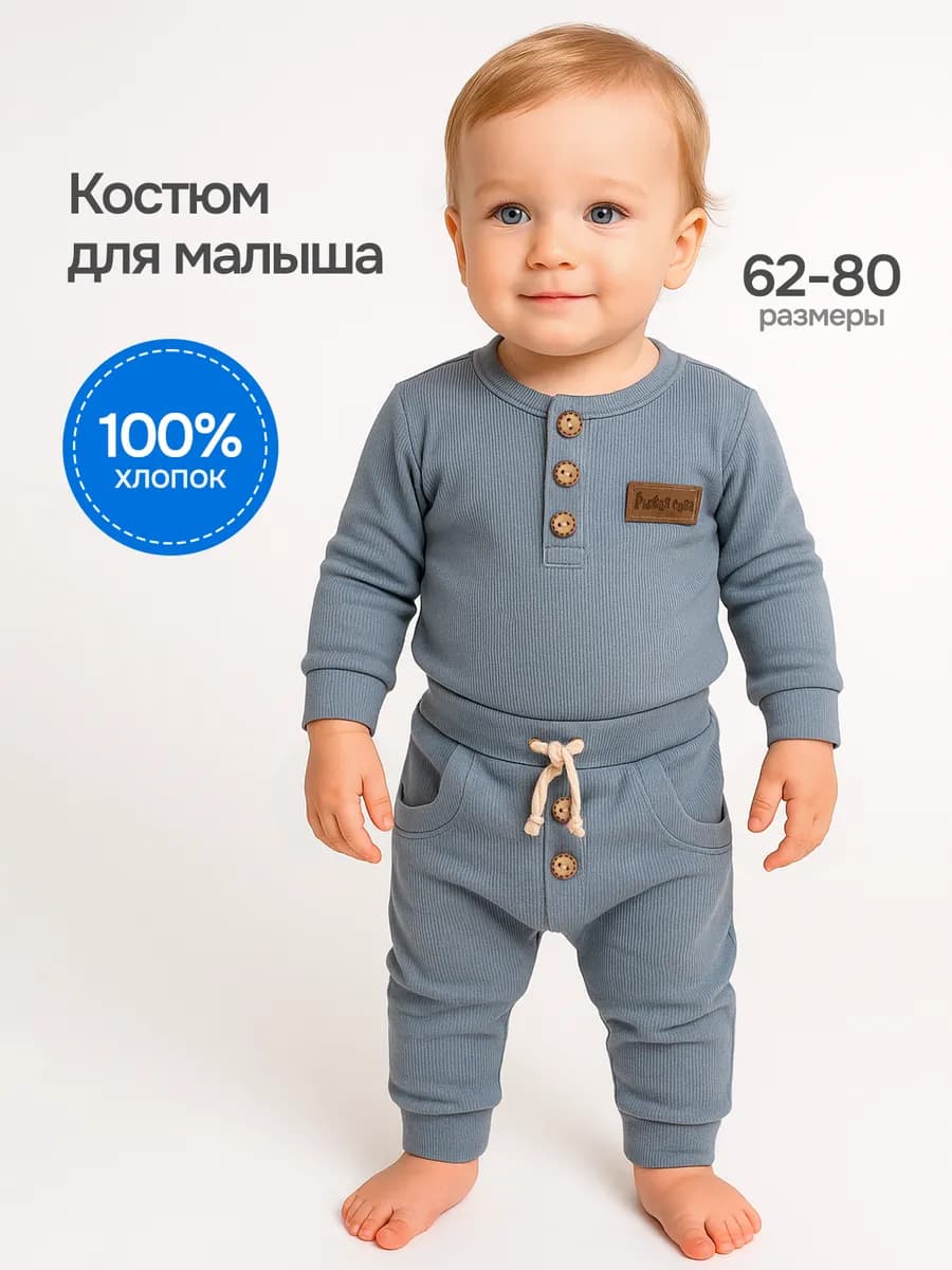 Костюм для новорожденных комплект детский боди и штанишки