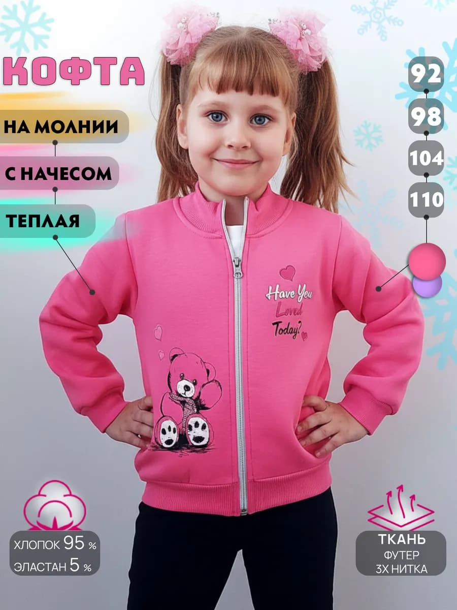 Кофта на молнии теплая с начесом в садик