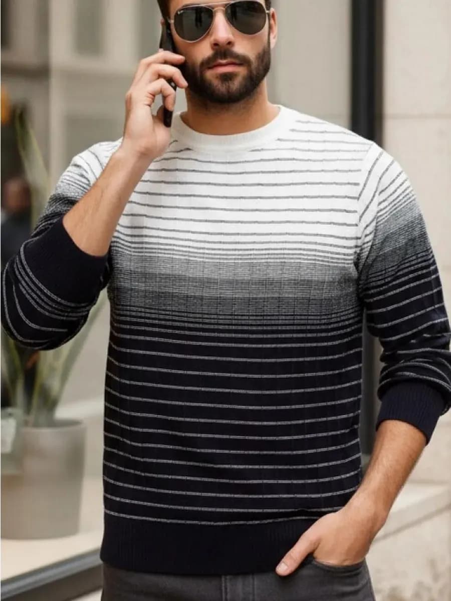 Джемпер больших размеров теплый вязаный черный