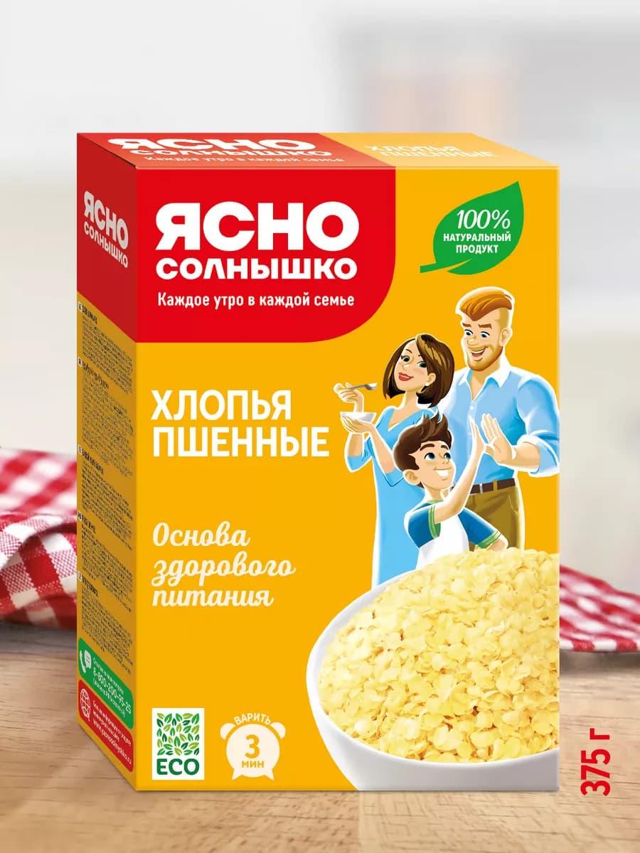 Хлопья пшенные требующие варки, 375 гр