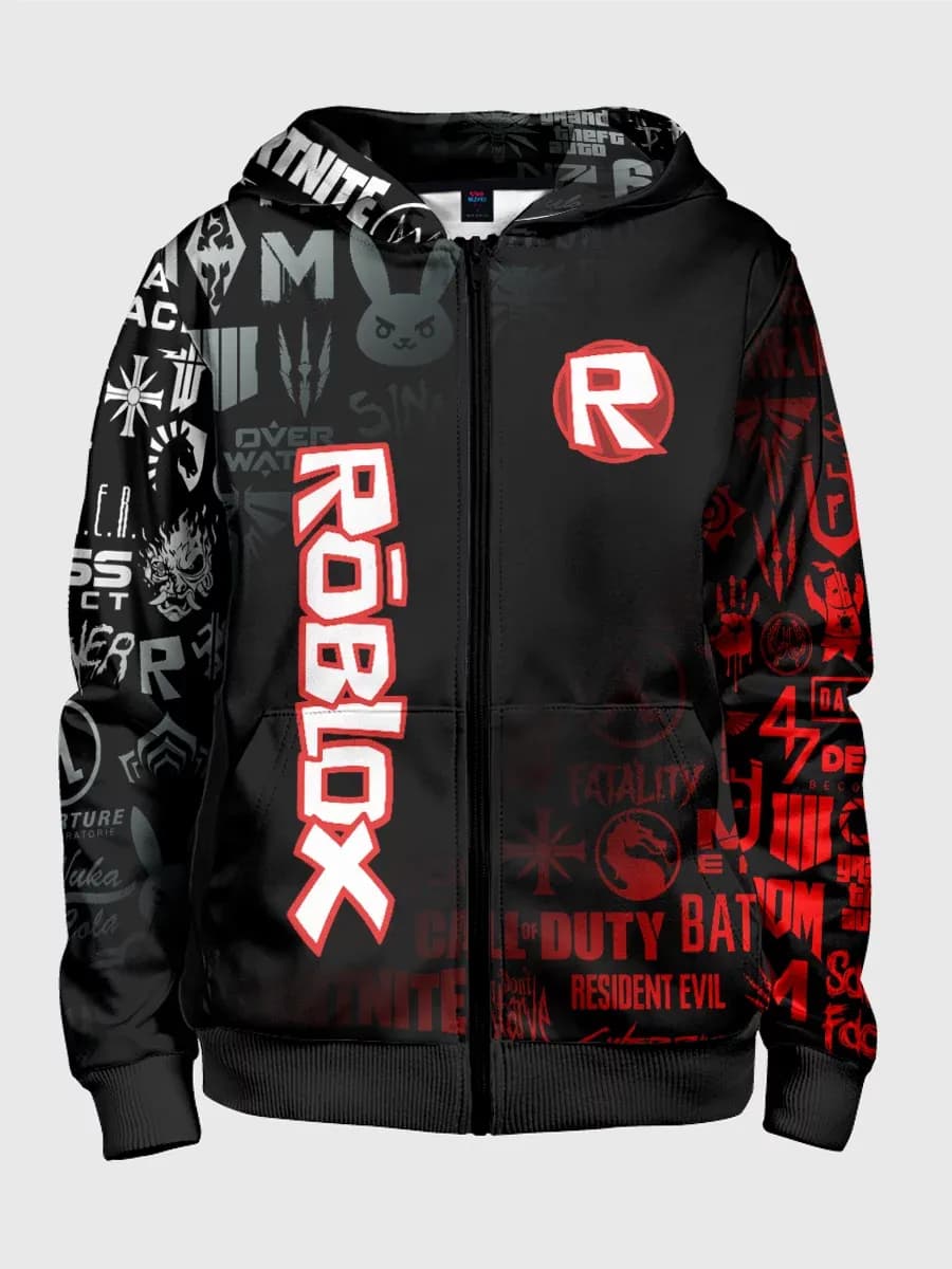 толстовка на молнии с принтом roblox роблокс