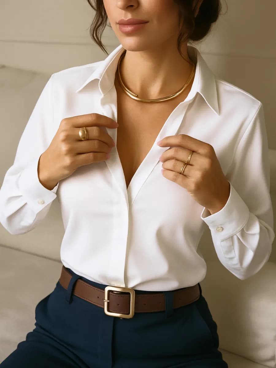 Блузка рубашка офисная с длинным рукавом