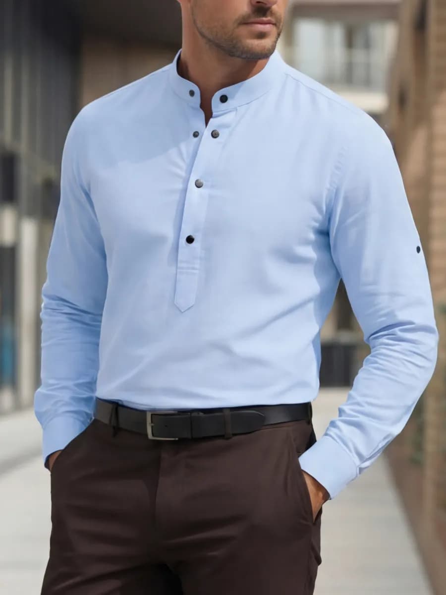 Рубашка с воротником стойкой