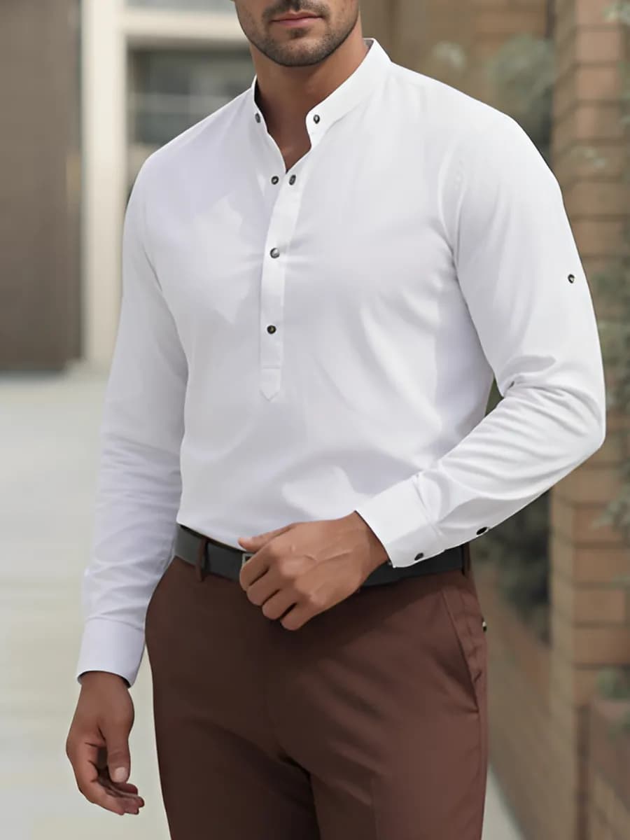 Рубашка с воротником стойкой