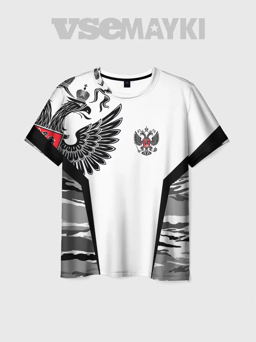 футболка с принтом камуфляж россия