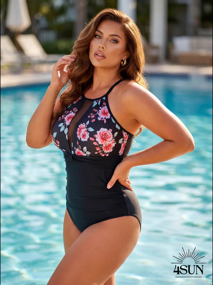 Слитный утягивающий купальник большие размеры