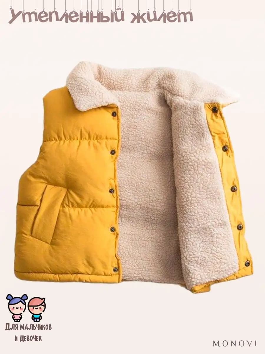 Утепленный жилет детский с мягким подкладом тедди