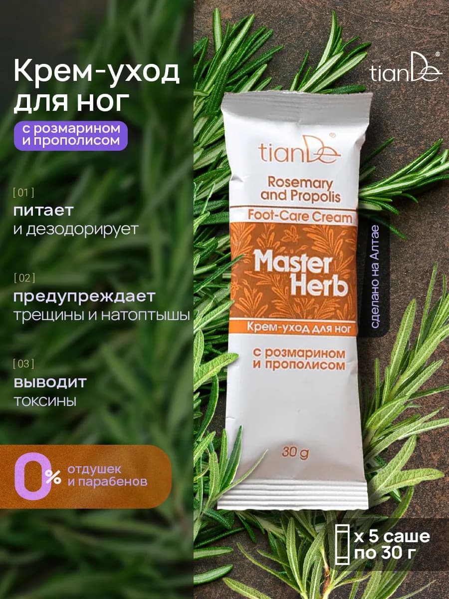 Крем уход для ног с мочевиной, дезодорант, детокс, 5 шт