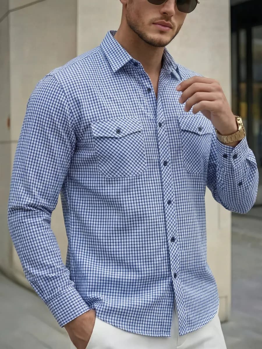 Рубашка с длинным рукавом клетчатая
