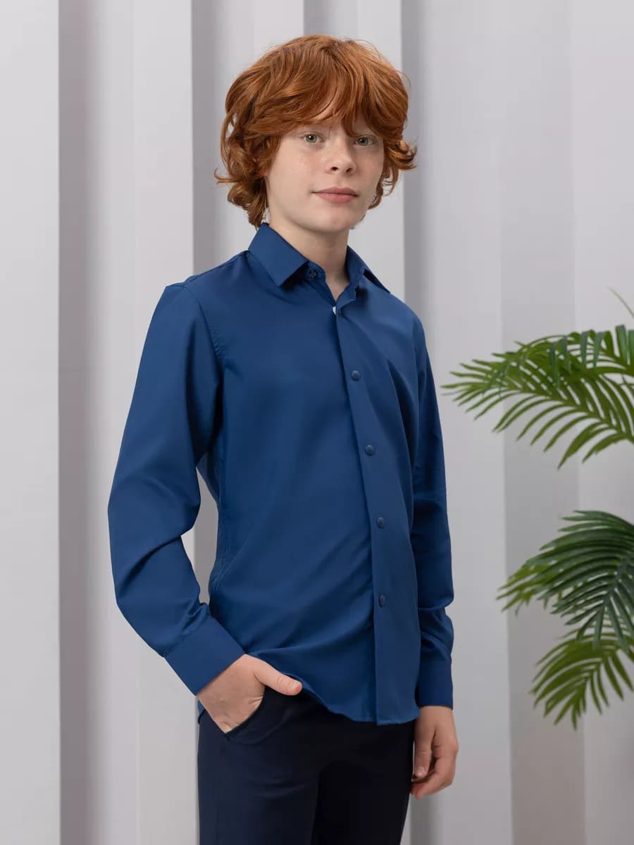 Рубашка с длинным рукавом на кнопках школьная
