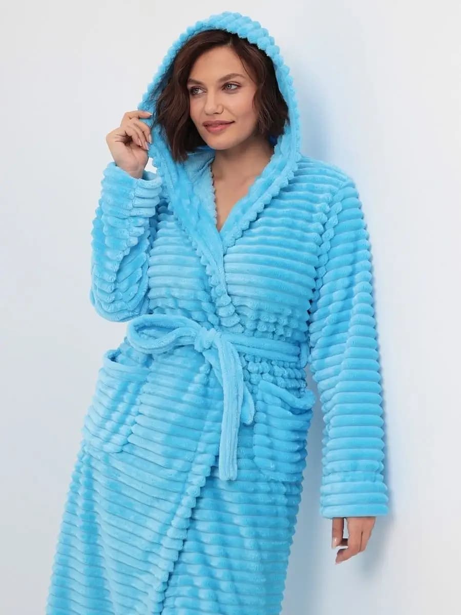 Халат домашний махровый теплый с капюшоном большие размеры