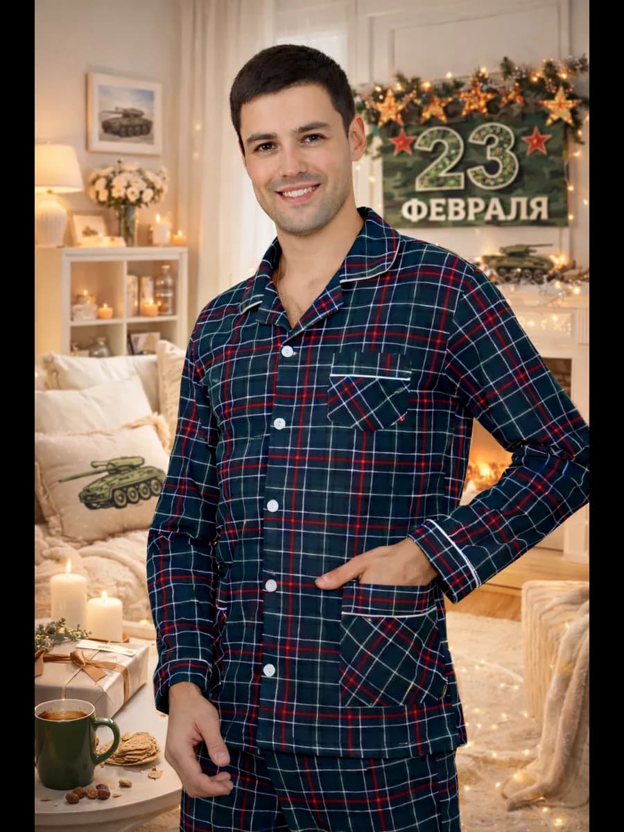 Пижама со штанами хлопок больших размеров