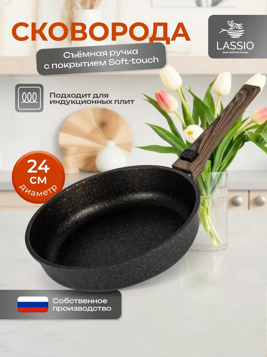 Сковорода Sand 24 см, съёмная ручка, индукционная