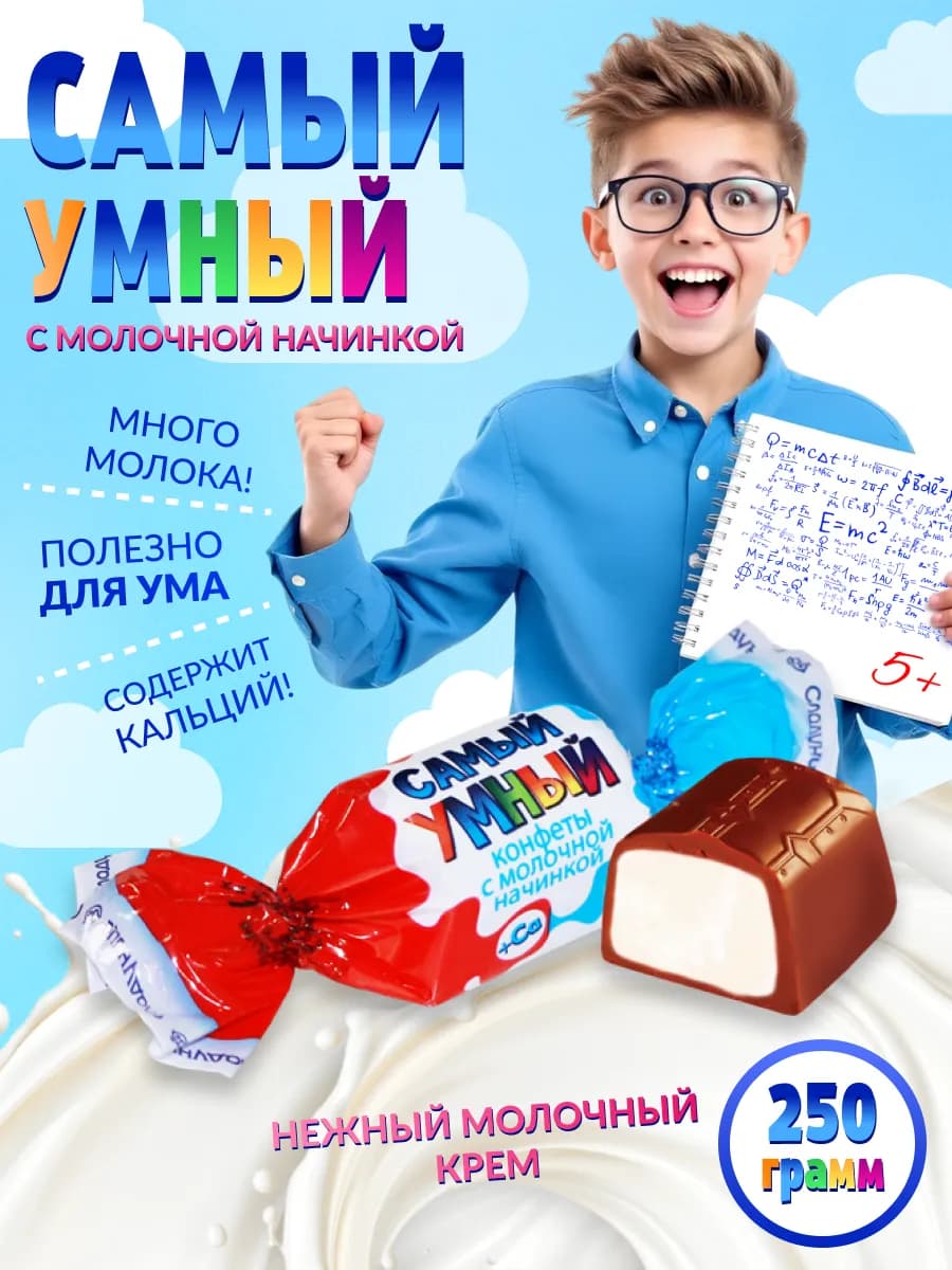 Конфеты Самый Умный корп. с молочной начинкой 250 г