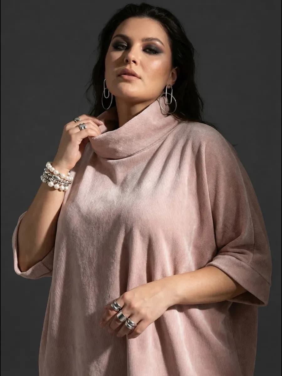 Блузка вельветовая оверсайз больших размеров