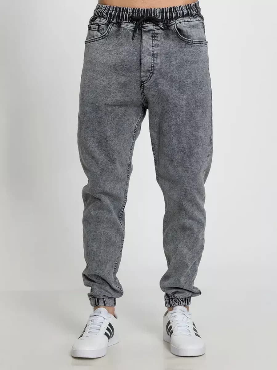 Джинсы джоггеры на резинке в поясе и внизу