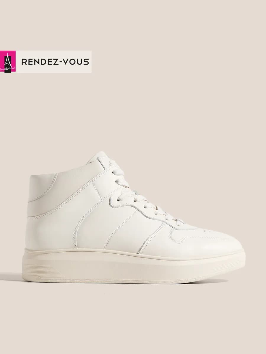 Высокие зимние кожаные кеды с мехом