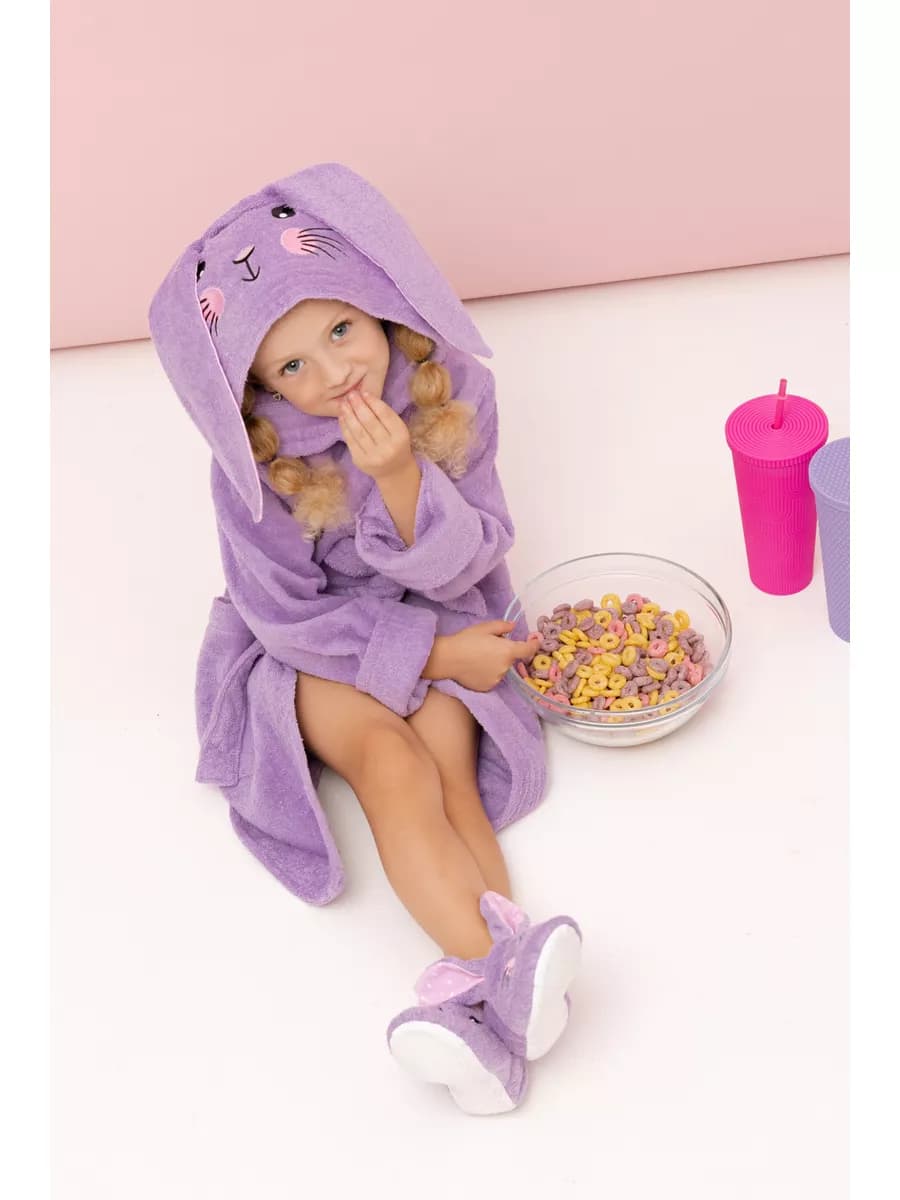 Халат детский махровый с капюшоном Кролик