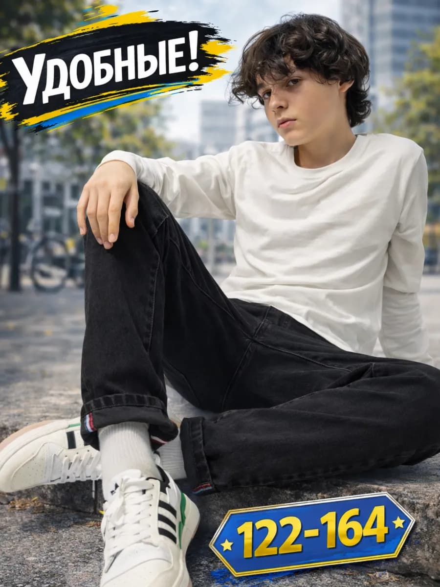 Джинсы на резинке подростковые школьные