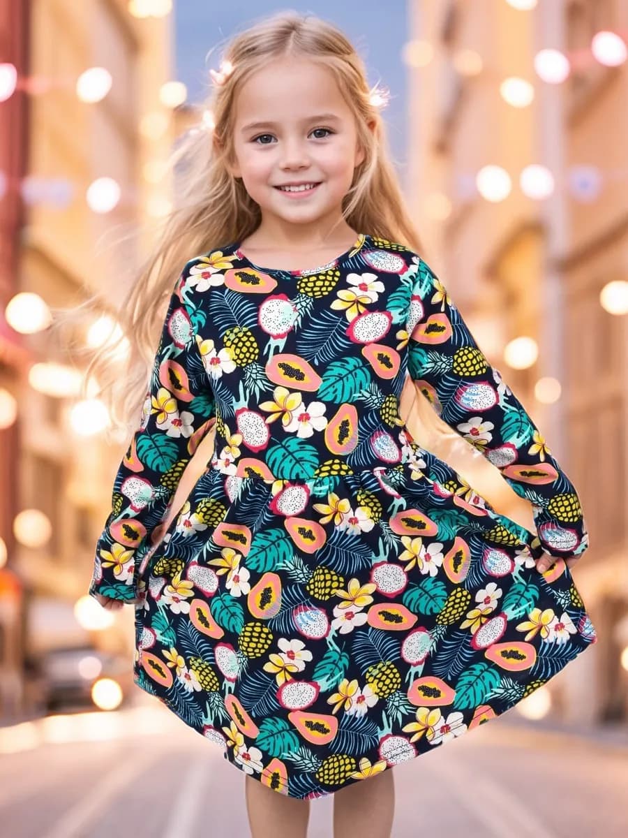 Платье в садик с длинным рукавом