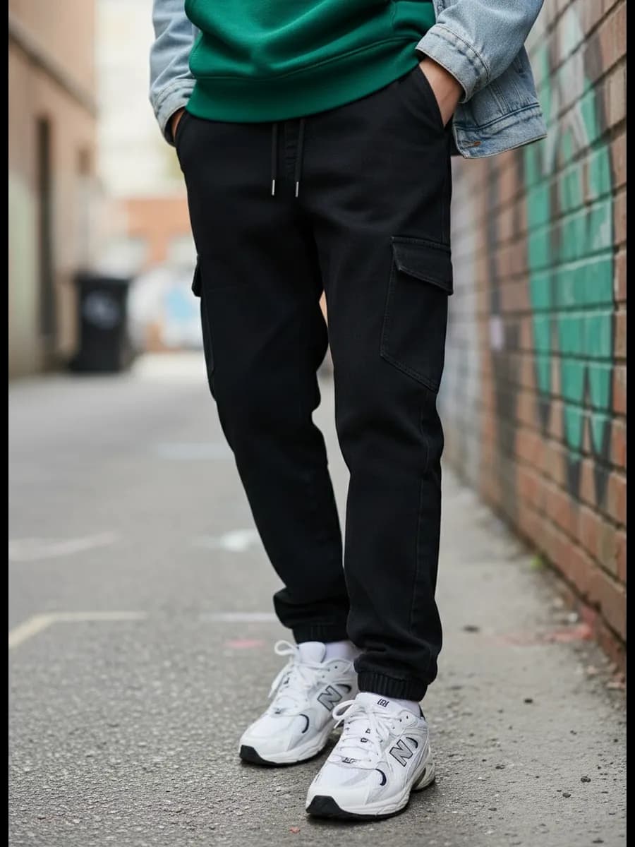 Джинсы джоггеры черные с резинкой