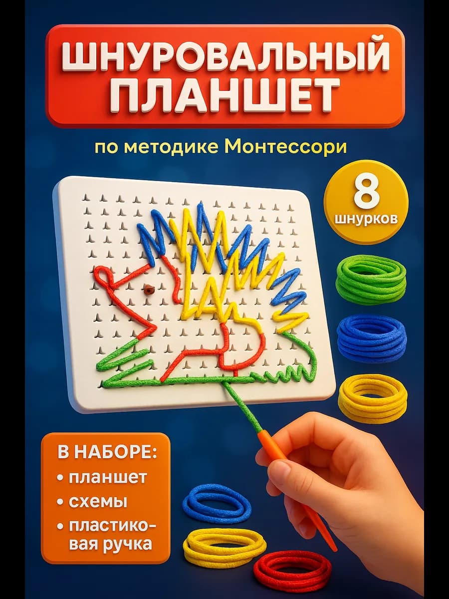 Шнуровальный планшет "Весёлые рисунки"