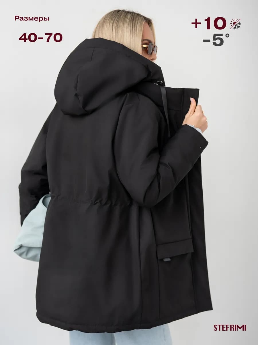 Куртка весна с капюшоном удлиненная демисезонная