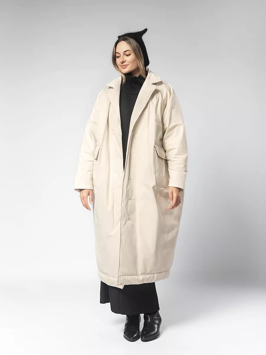 Пуховик зимний длинный оверсайз с натуральным пухом