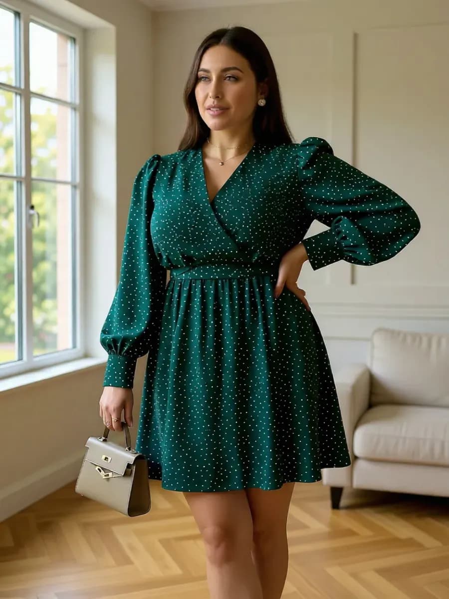 Платье новогоднее праздничное в горошек