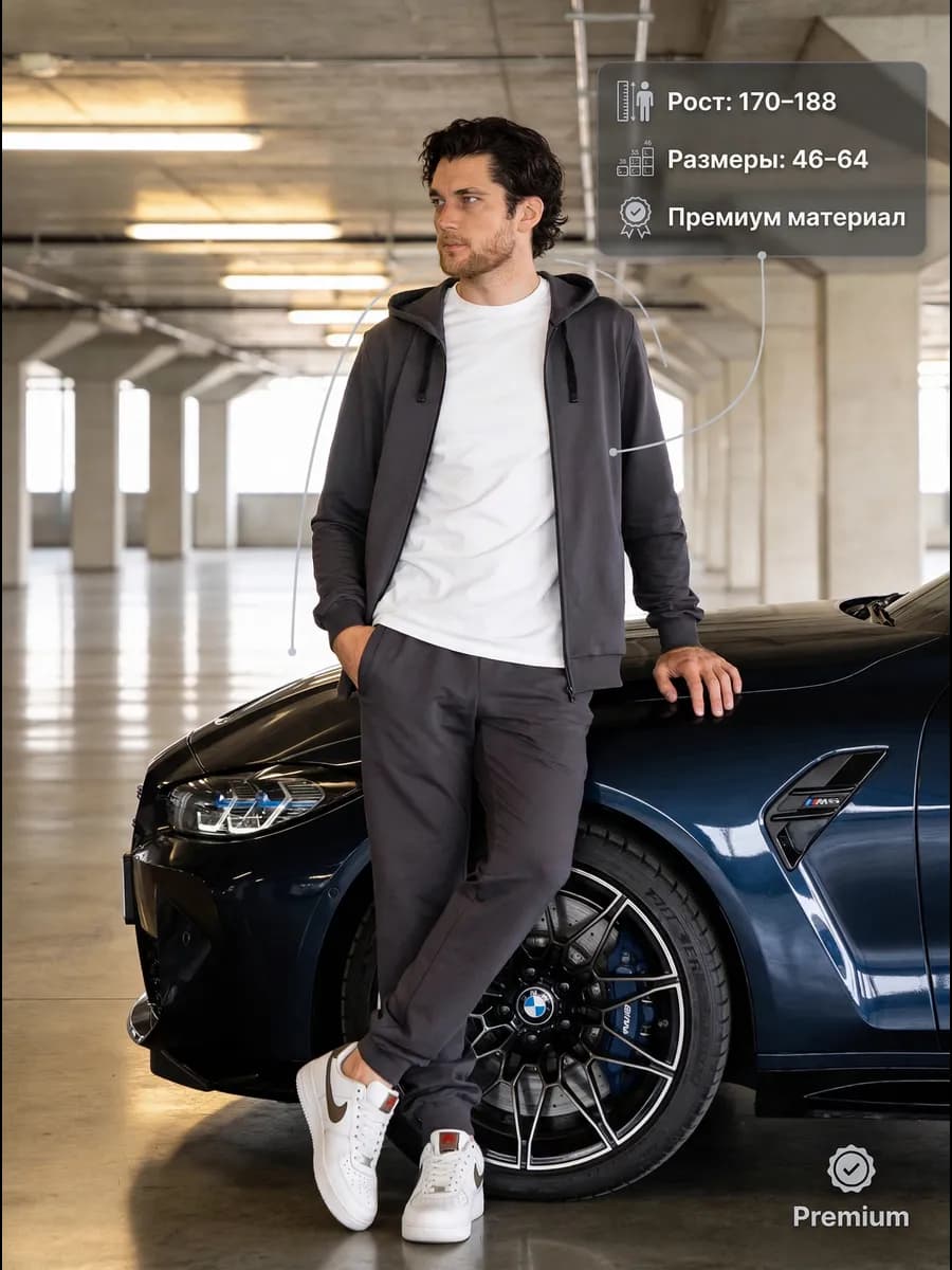 Спортивный костюм на молнии с капюшоном осений