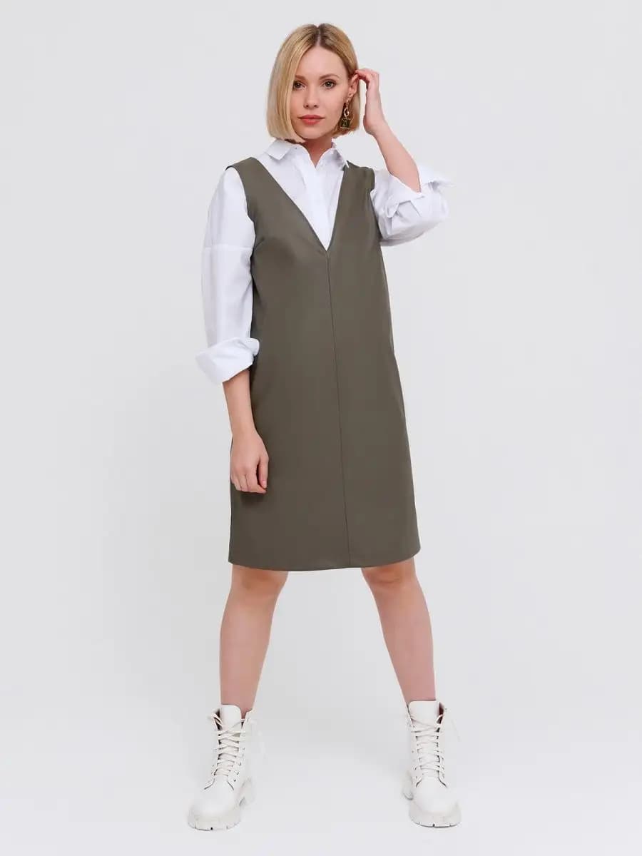 Сарафан женский офисный кожаный, длинный, стильный, домашний