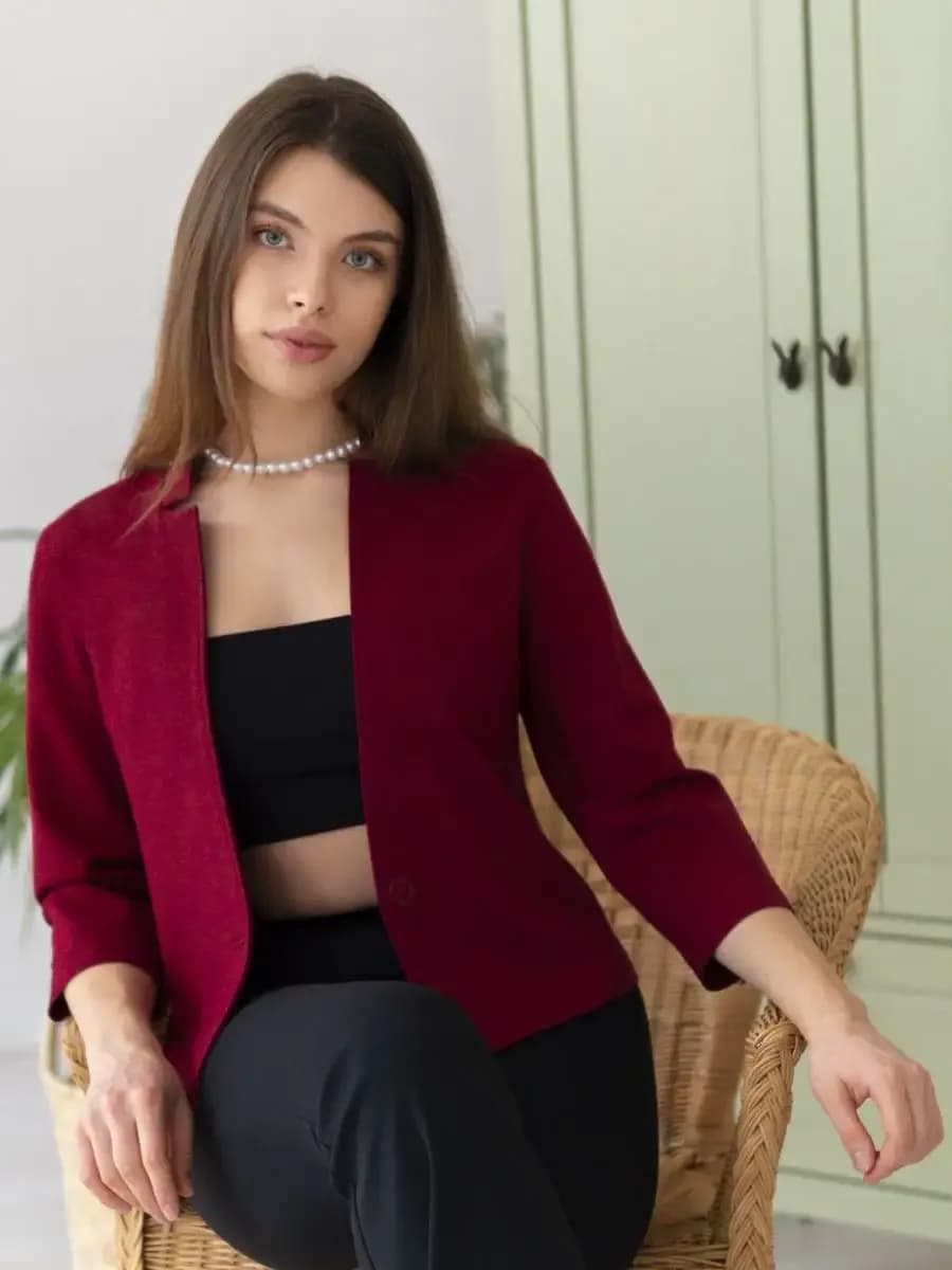 Жакет-пиджак вишнёвый