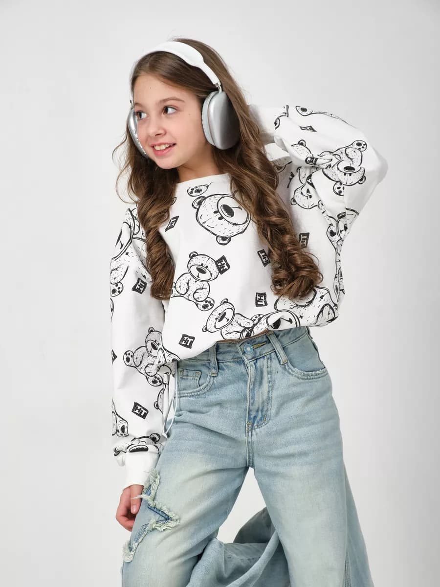 Свитшот укороченный оверсайз в школу подростковый