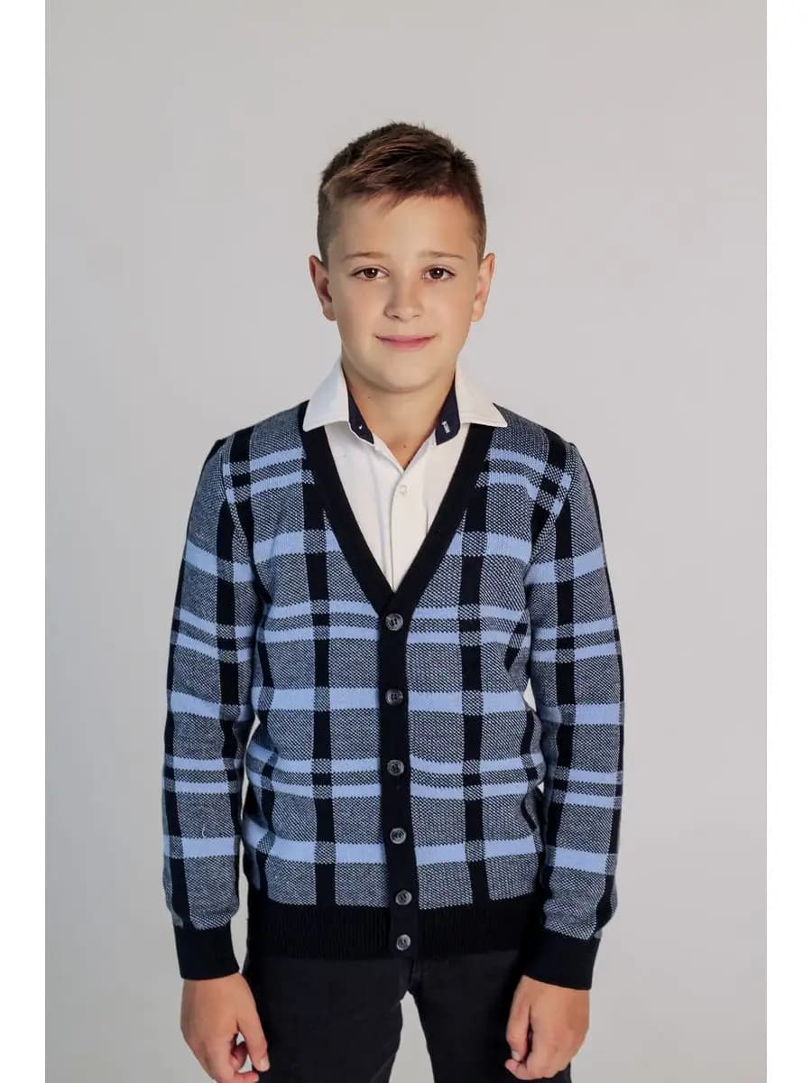 Кардиган для мальчика школьный кофта вязаный на пуговицах