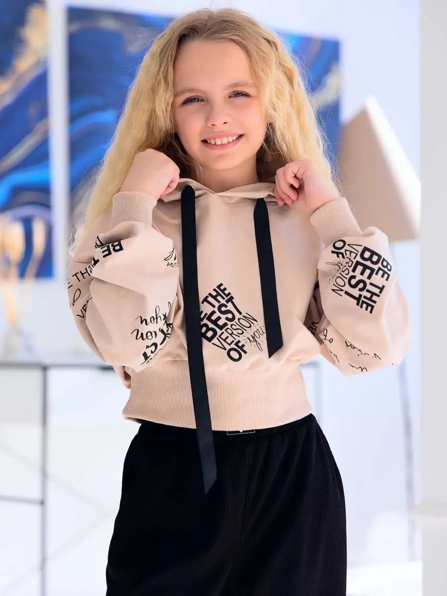 Худи укороченное подростковое стильное