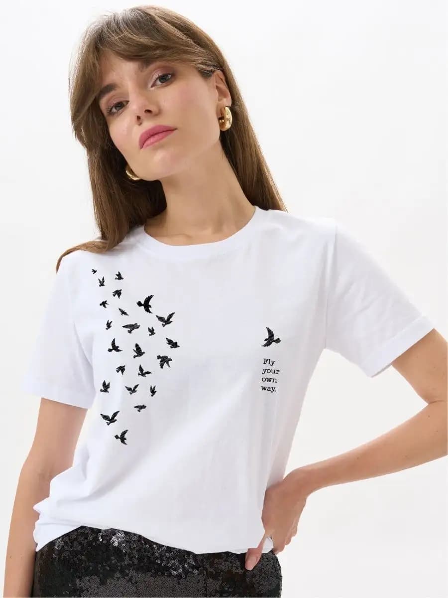 Футболка с принтом хлопок