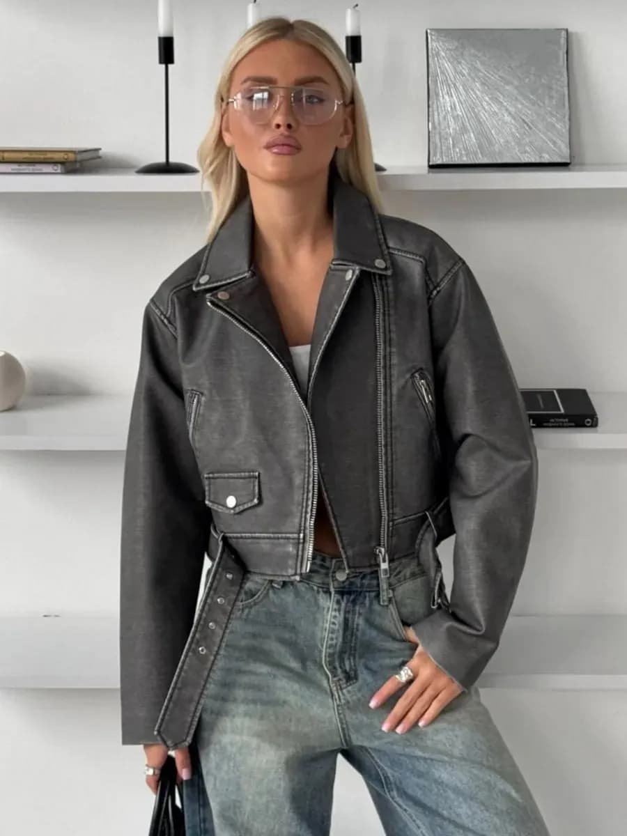 Косуха куртка кожаная укороченная варенка