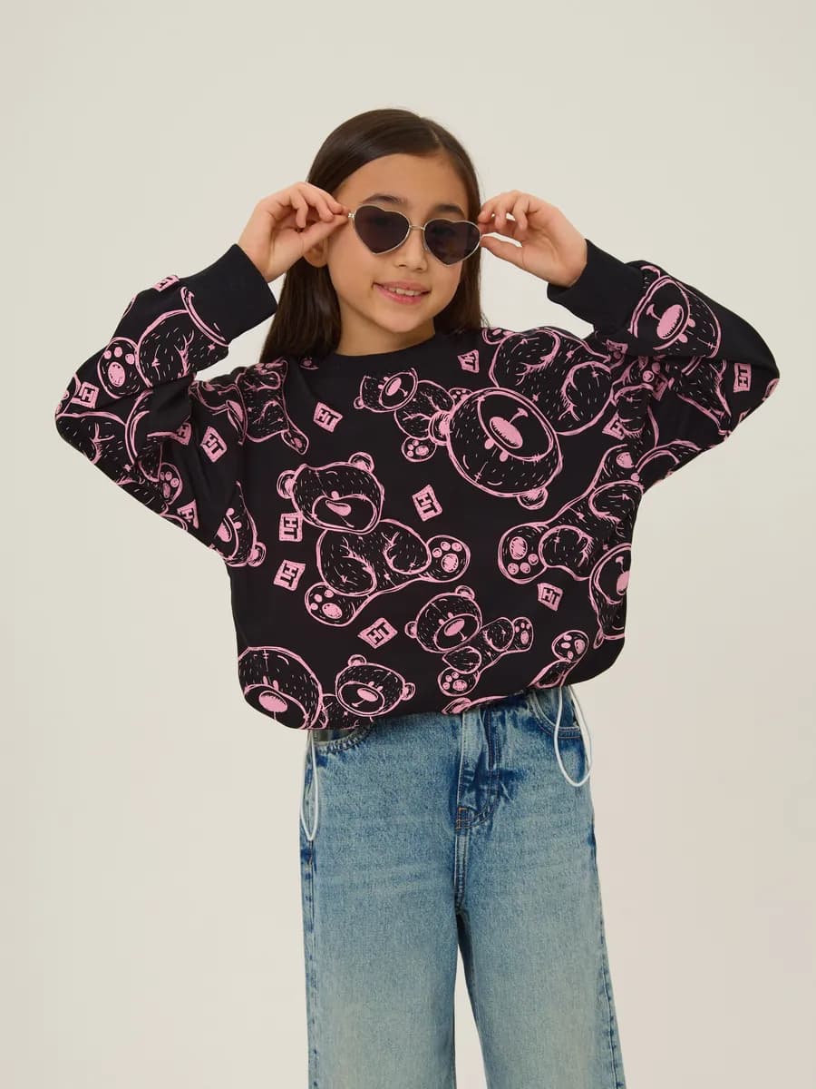 Свитшот укороченный оверсайз в школу для подростков