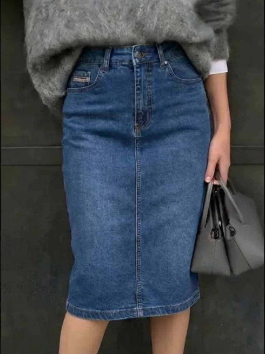 Юбка джинсовая миди большие размеры