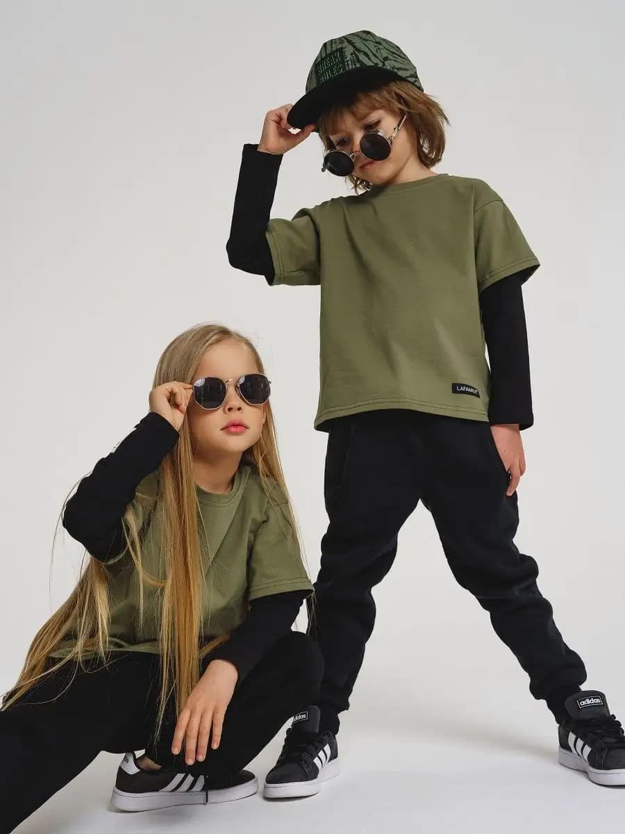 Лонгслив оверсайз с двойным рукавом