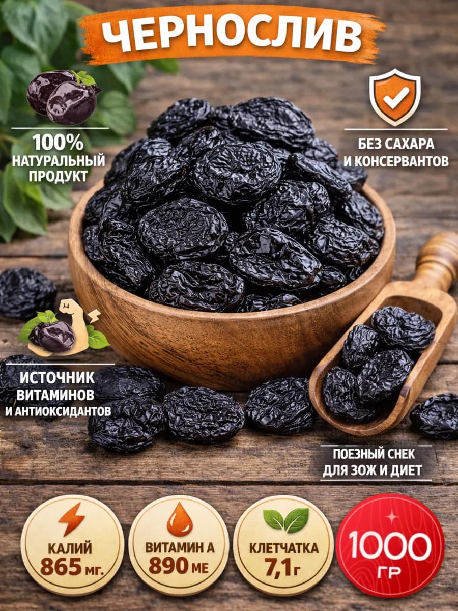 Чернослив без косточки, 1000 грамм